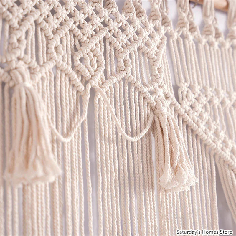 DecorBites™ Boho Macrame Tassel Curtain Tapestry for Wedding Décor & Window Treatment
