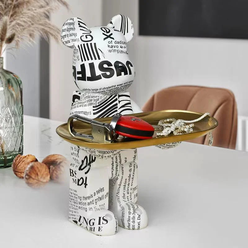 DecorBites™ Bear Figurine Sculpture Modern Room Decor Table Statue Keys Storage Shelf