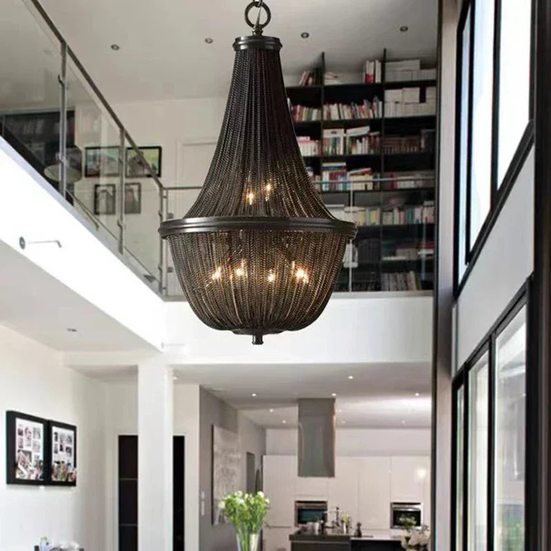DecorBites™ Black Tassel Ceiling Chandelier: Designer Dimmable Home Decor for Living Room
