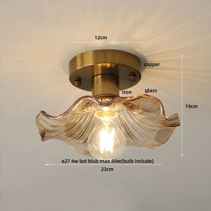 DecorBites™ Blue Flower Glass LED Ceiling Light | Nordic Modern Flush Mount Lamp
