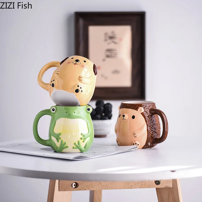 DecorBites™ Cute Cartoon Animal Ceramic Mug Kids Breakfast Cup Christmas Gift