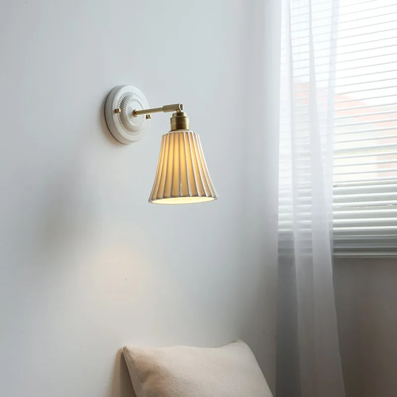 DecorBites™ Ceramic Wall Lamp with Pull Chain Switch & Copper Arm, Nordic Modern LED Fixtures