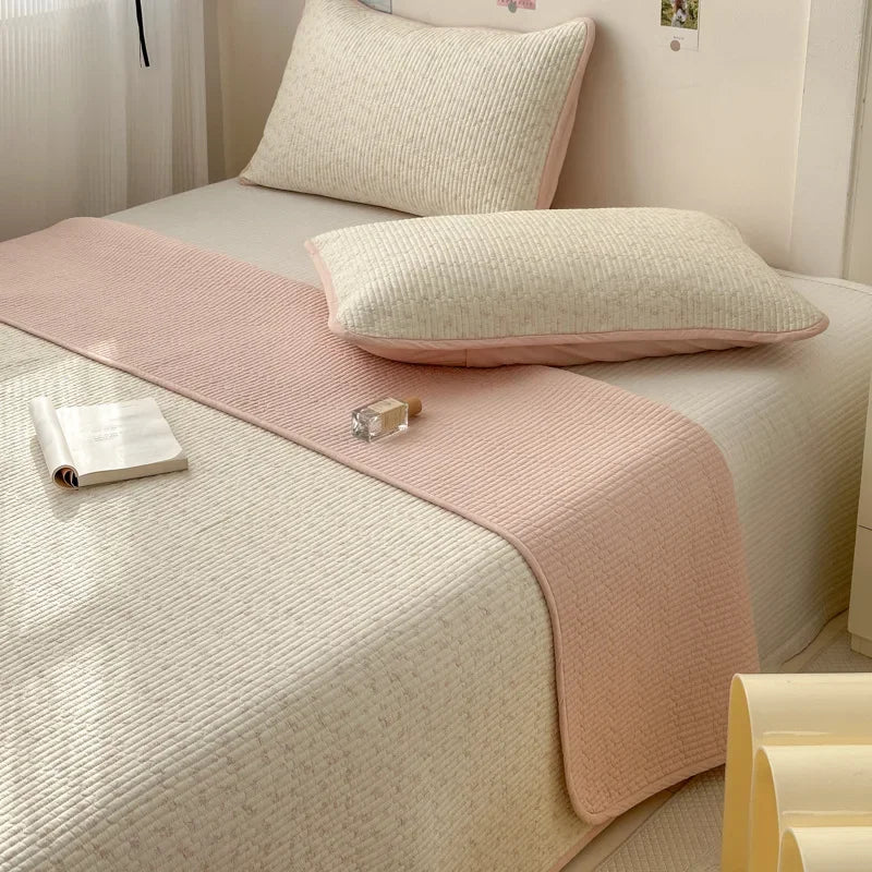 DecorBites™ Double-Sided Cotton Bed Cover Quilted Tatami Mat, Soft & Anti-Slip Mattress
