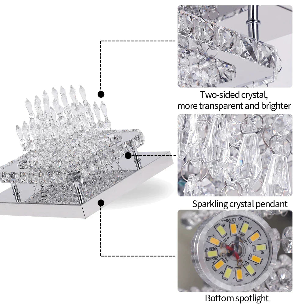DecorBites™ Crystal LED Pendant Chandelier for Dining Living Room Decor