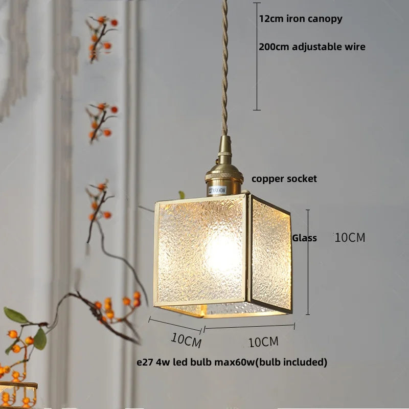 DecorBites™ Glass Brass Pendant Lamp Adjustable Wire LED Dining Room Kitchen Bar Balcony Decor