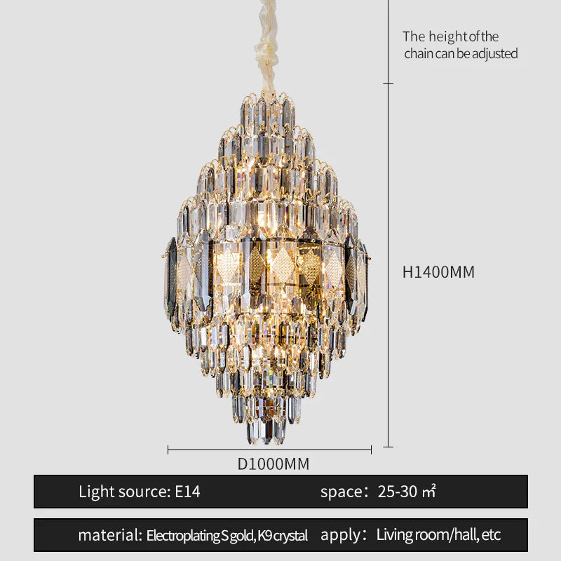 DecorBites™ Crystal Chandelier - Luxe Light for Villa, Hotel & Building Project