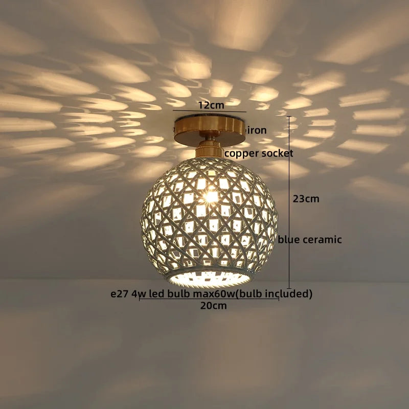 DecorBites™ Ceramic LED Ceiling Lights: Modern Hollow Design for Living Room, Aisle, Balcony