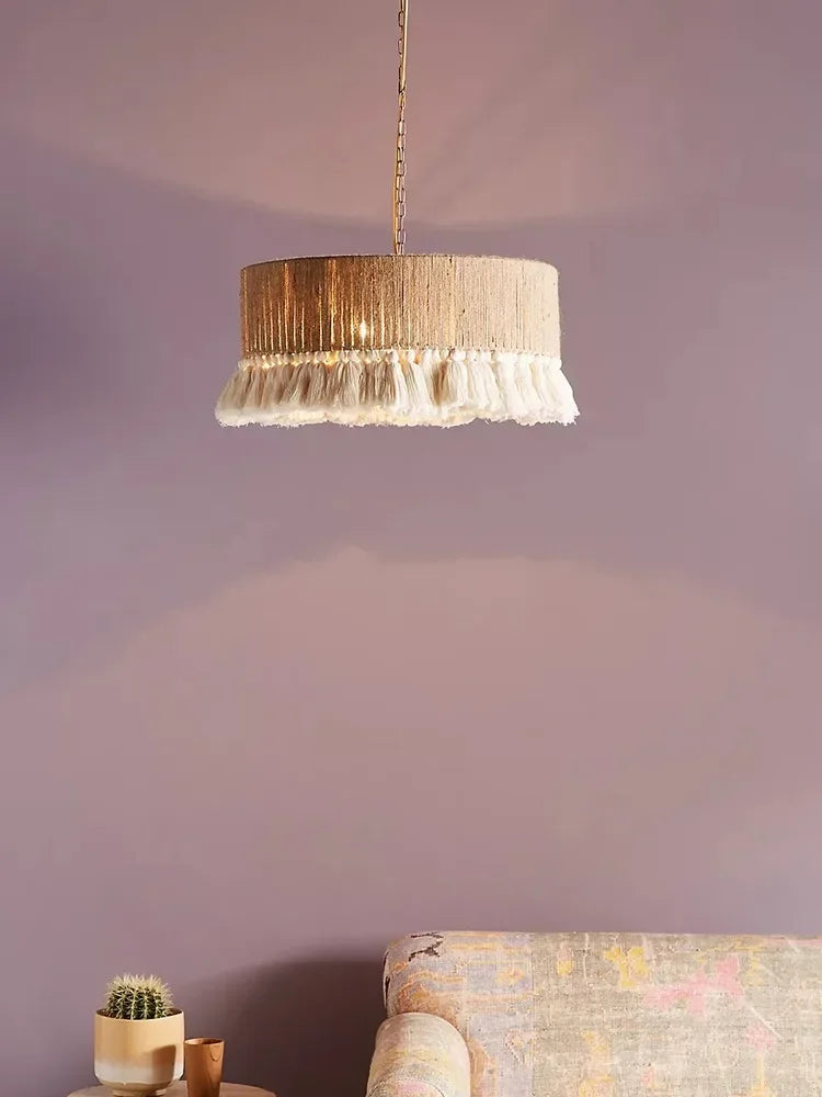 DecorBites™ Bohemian Hemp Rope Tassel Pendant Light for Home Decor