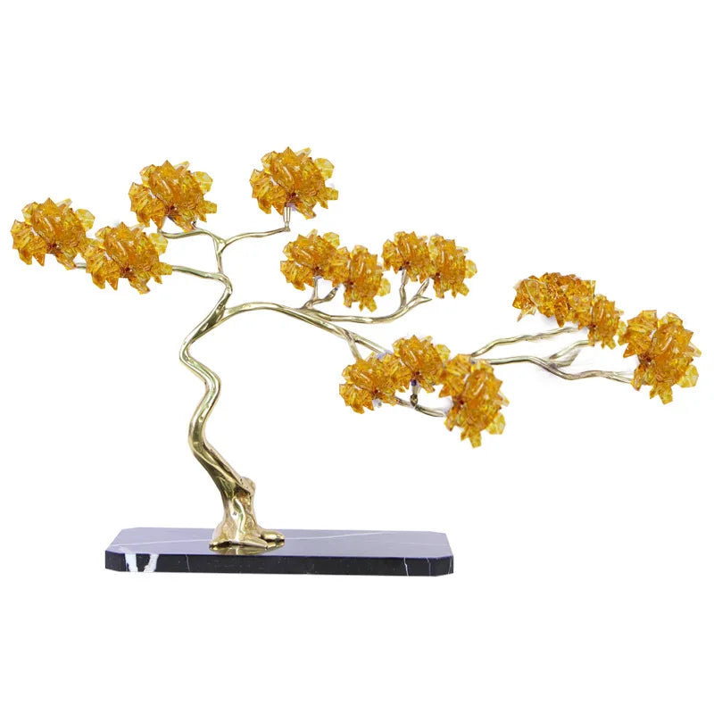 DecorBites™ Crystal and Brass Metal Decorative Figurine for Room Decoration