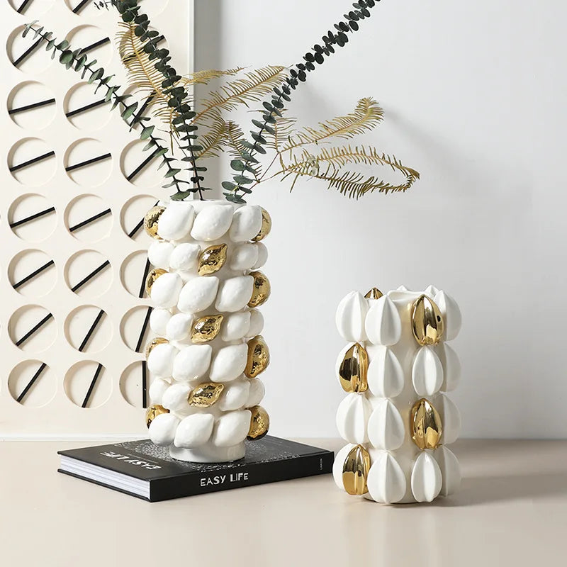 DecorBites™ Lemon Carambola Ceramic Vase Gold-Plated Fruit Shape Creative Home Decor