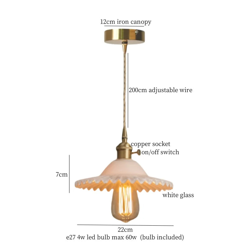 DecorBites™ Brass Amber Glass LED Pendant Light for Restaurant Bedside Kitchen Loft Bar