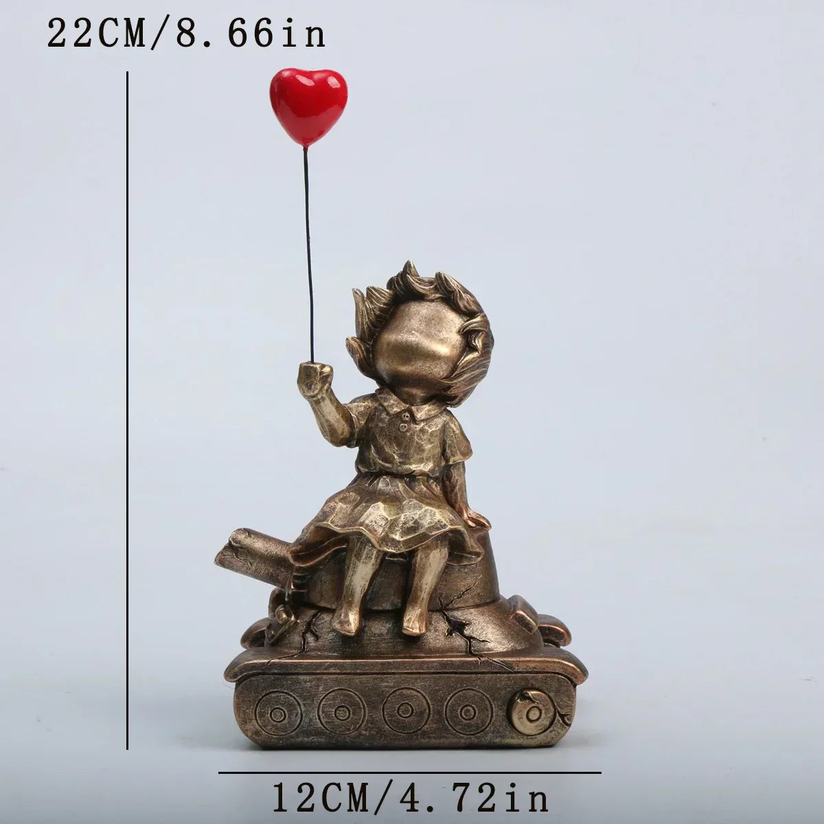 DecorBites™ Balloon Girl Tank Art Figure Resin Statues Collection for Interior Decor