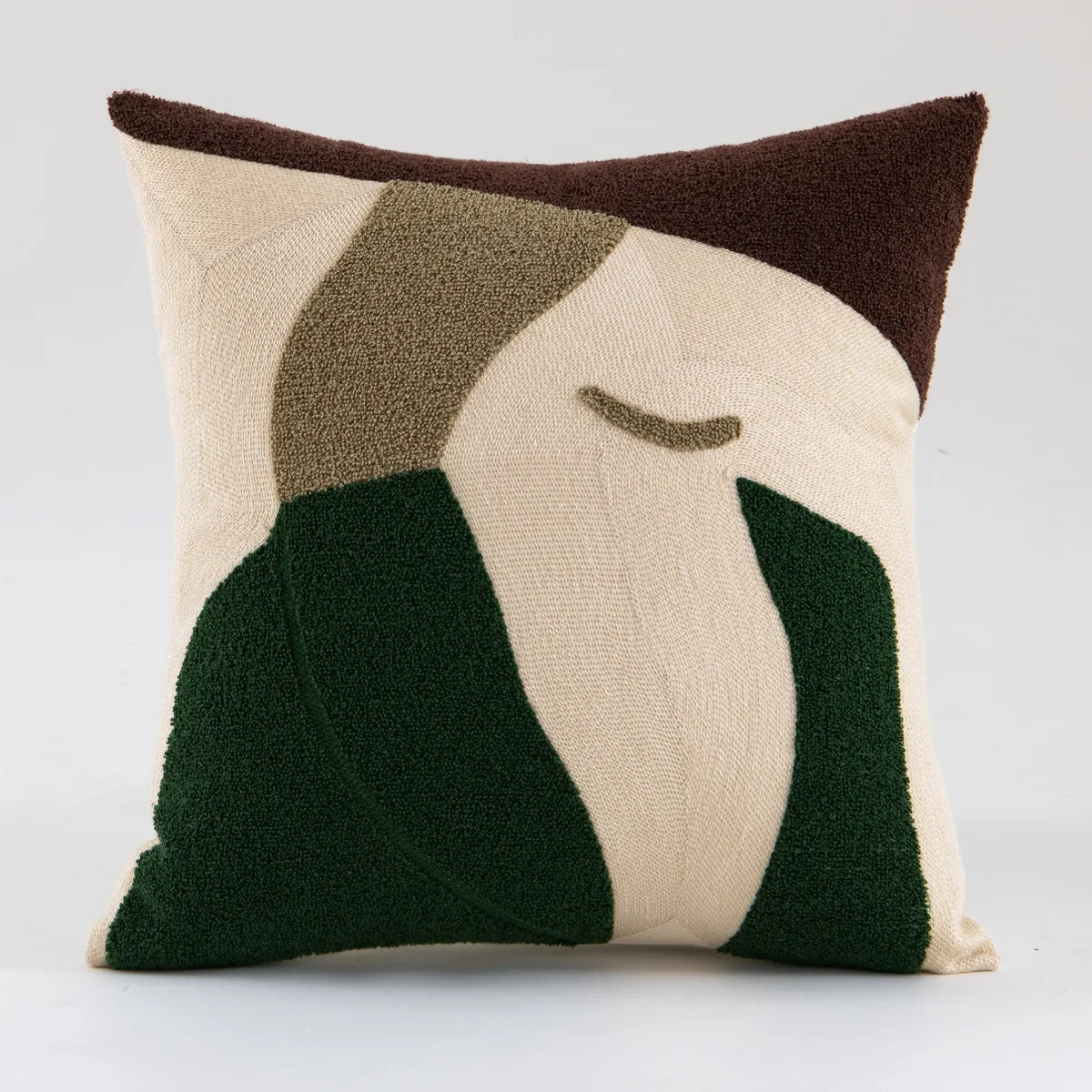 DecorBites™ Green Embroidered Tufted Cushion Cover - Modern Minimalism Art Design