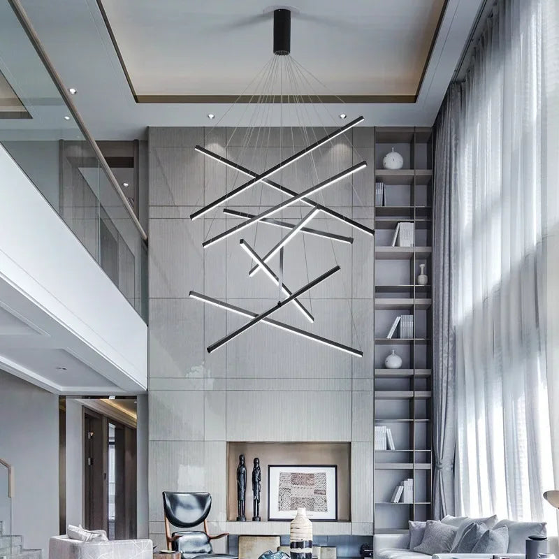 DecorBites™ Aluminum Bar LED Chandelier for Stair Hall Dining Living Room - Indoor Lighting Fixture