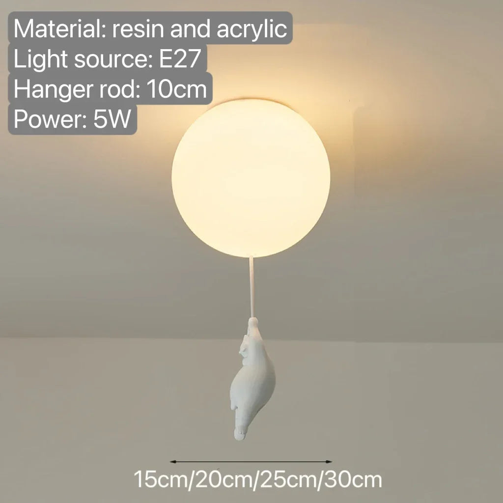 DecorBites™ Bear Pendant Light: Kids Bedroom Chandelier LED Balloon Ceiling Lamp