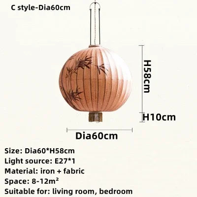 DecorBites™ Bamboo Lantern Pendant: Handmade Fabric Shade for Elegant Hotel and Restaurant Lighting