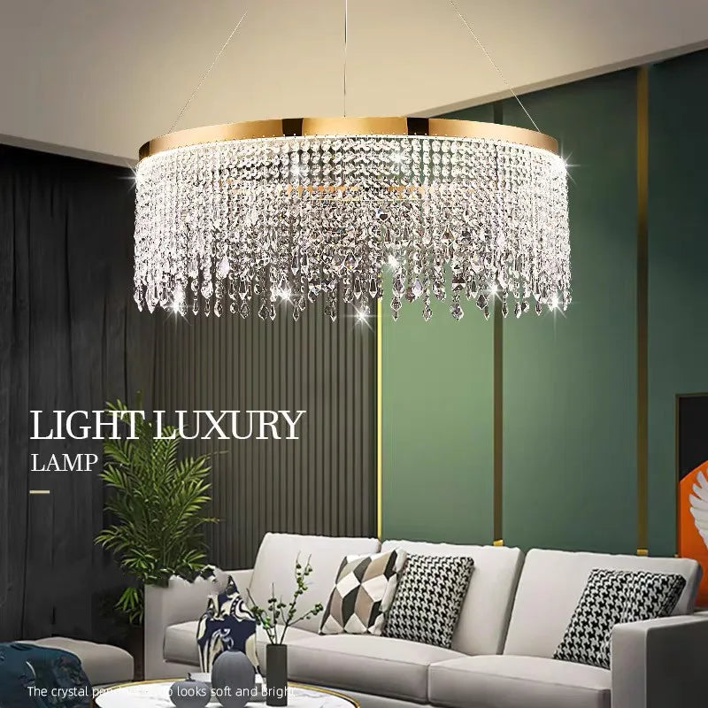 DecorBites™ Crystal Chandelier Pendant Light for Living Dining Room Luxury Lamps