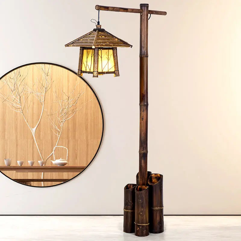 DecorBites™ Bamboo Weave Floor Lamp | Retro Design for Zen Living Room & Study