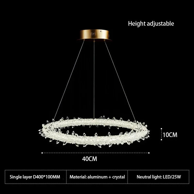 DecorBites™ Crystal Flower LED Chandelier: Elegant Round Pendant Light for Dining & Living Room