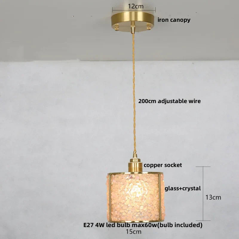 DecorBites™ Crystal Glass LED Pendant: Tiffany Style Hanging Light for Living Room