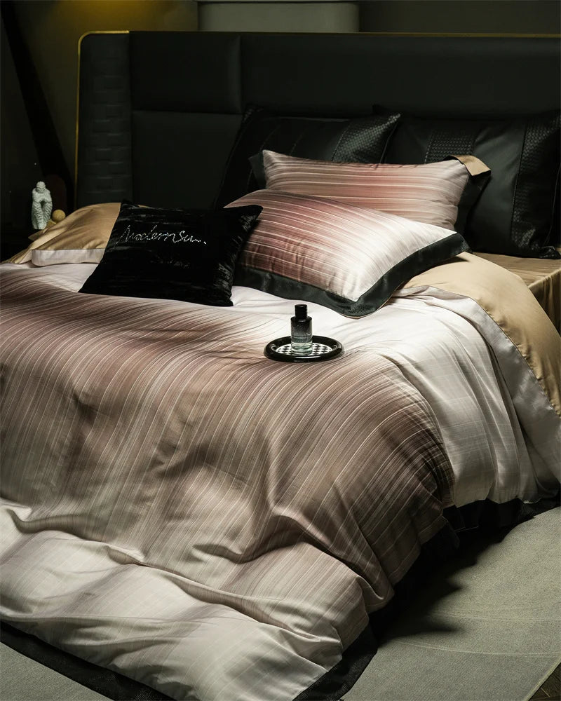 DecorBites™ Light Luxury Lyocell Cotton Bedding Set: Soft Silky Sleep Naked Duvet, Sheet & Pillowcases