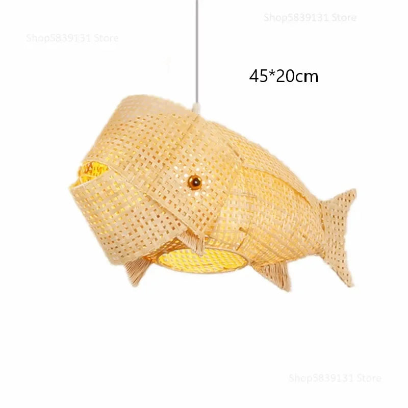 DecorBites™ Bamboo Fish Art Pendant Lights - Nordic LED Fixture for Kitchen & Living Room