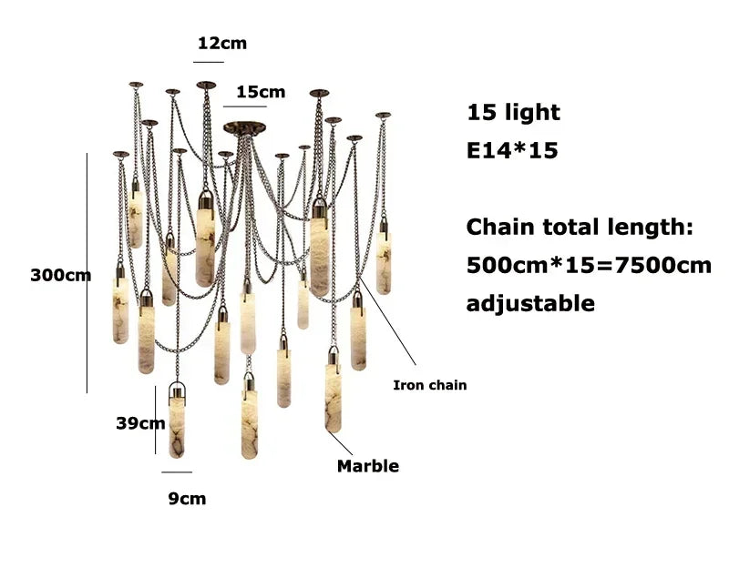 DecorBites™ Gold Chrome LED Chandelier for Dining Room - 2025 Marble Design