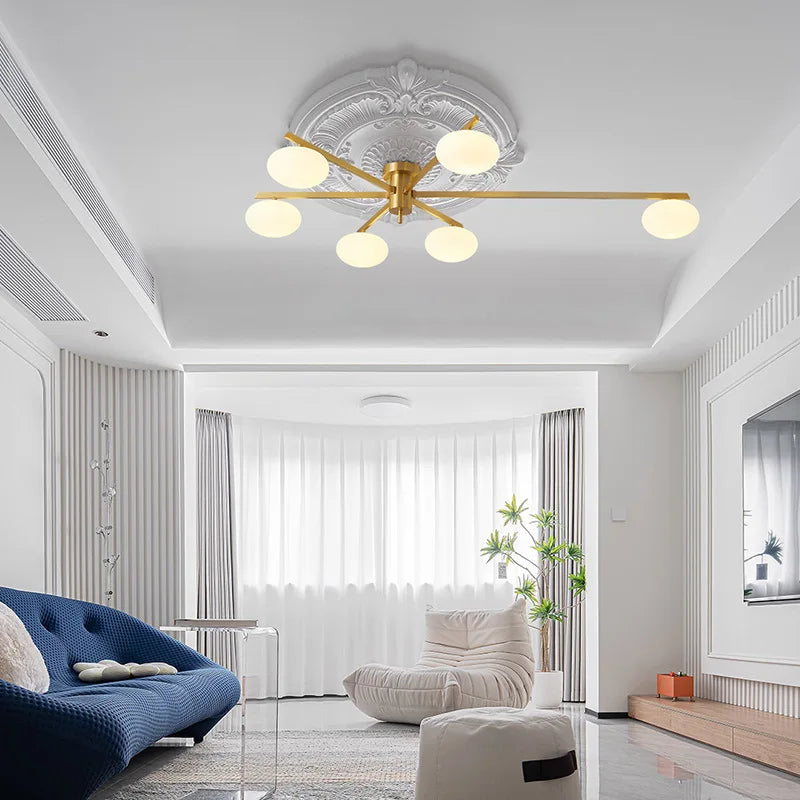 DecorBites™ Brass Glass Ceiling Lamp, G9 Bulb Suspension Light for Bedroom, Living Room