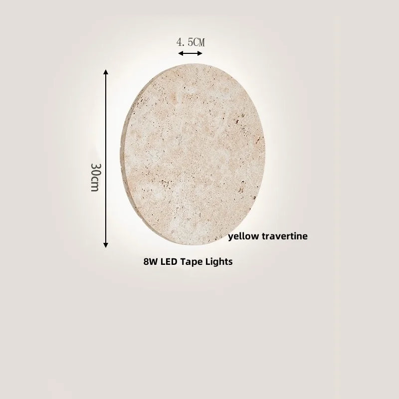 DecorBites™ LED Wall Lights Yellow Travertine Stone Modern Bedside Lamp