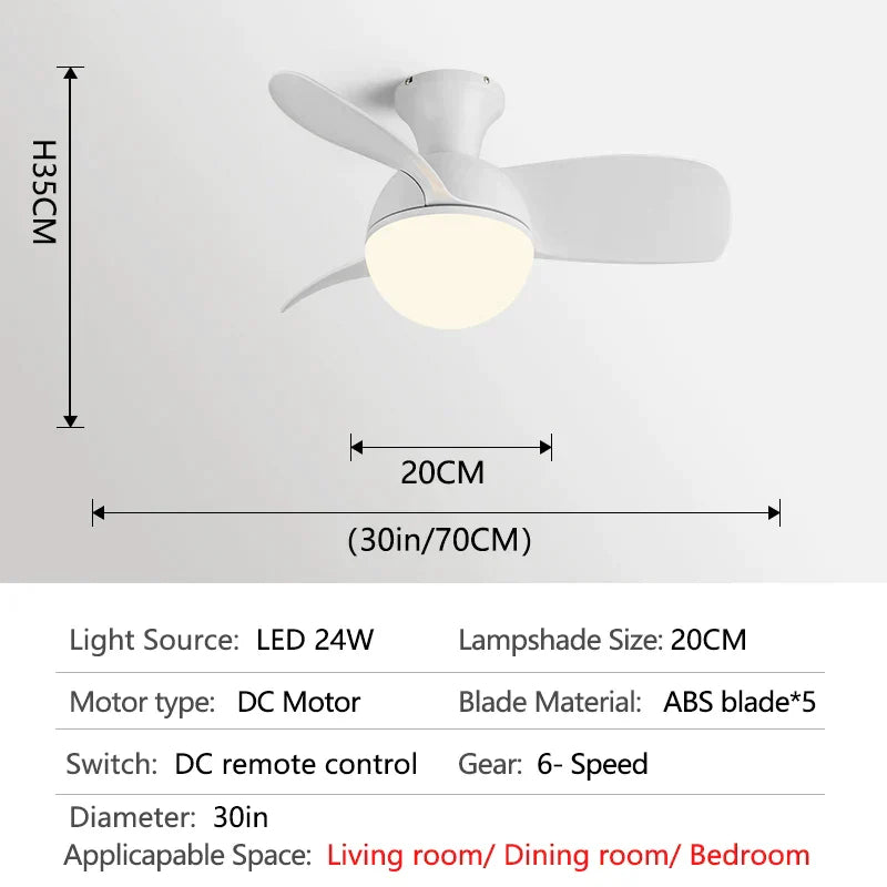 DecorBites™ Bedroom & Study Ceiling Fan Light with Mute Electric Fan Chandelier, 110V 220V