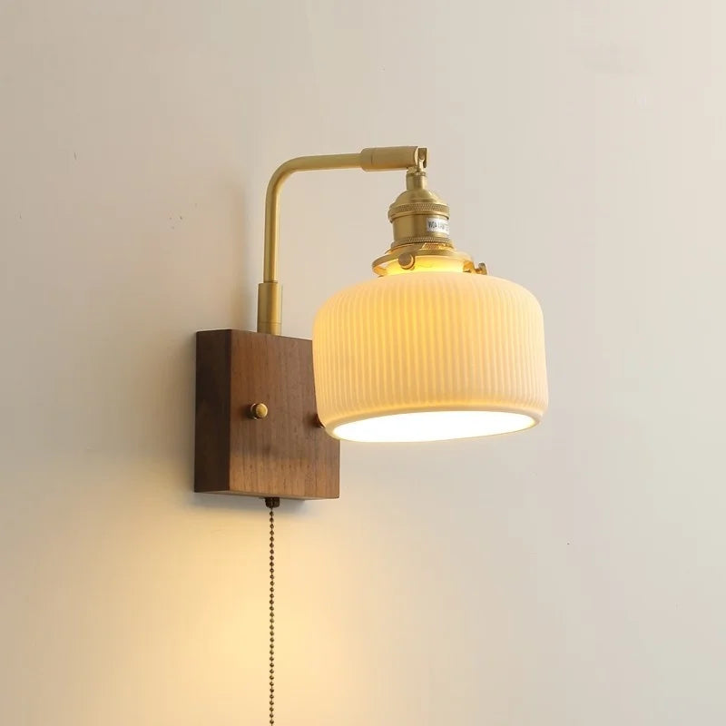 DecorBites™ LED Ceramic Wall Sconce Pull Chain Switch Light Fixture