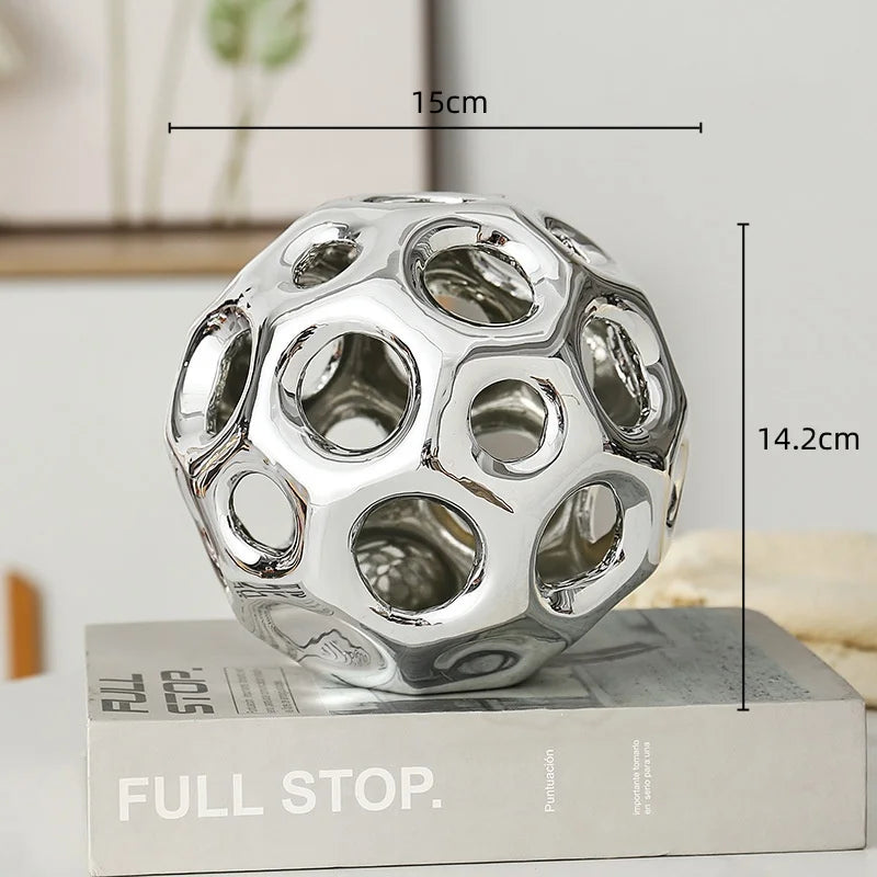 DecorBites™ Geometric Golden Hollow Abstract Sphere Sculpture Decor for Home