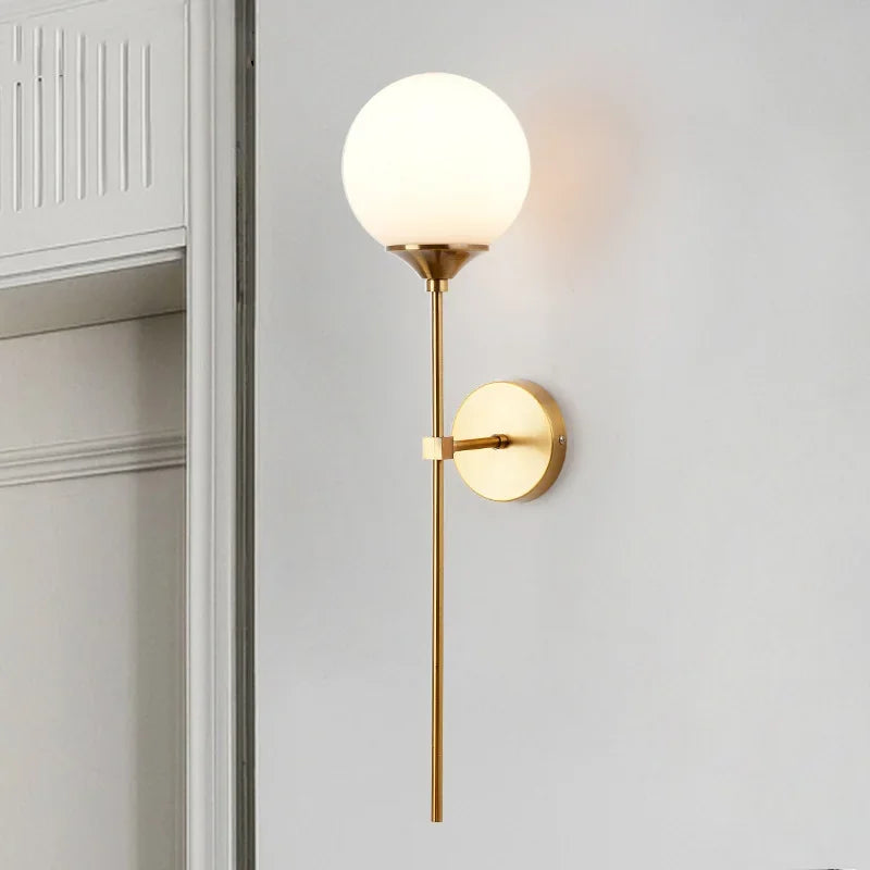 DecorBites™ Golden Glass Ball Wall Sconce: Modern Nordic Metal Lighting for Living Room