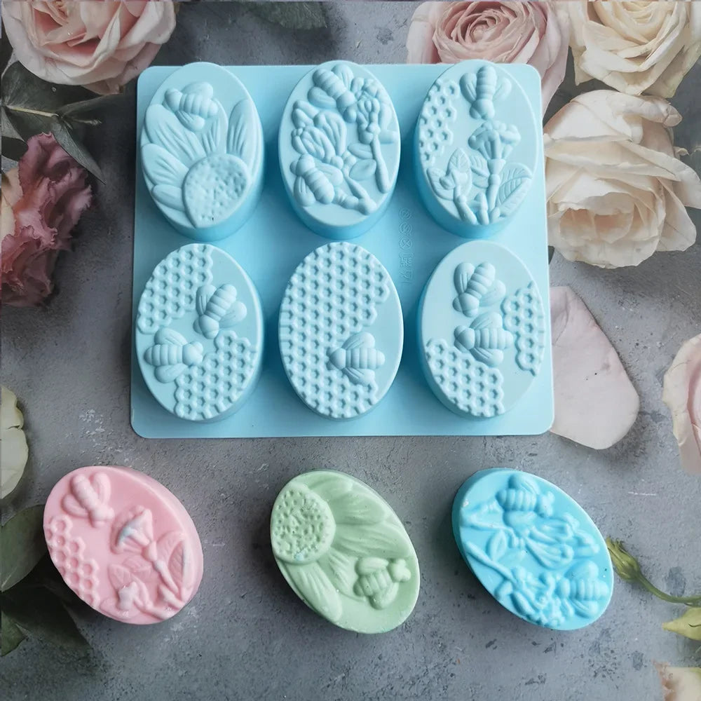 DecorBites™ Bee Silicone Soap Mold: 6 Styles for Handmade Treats & Baking