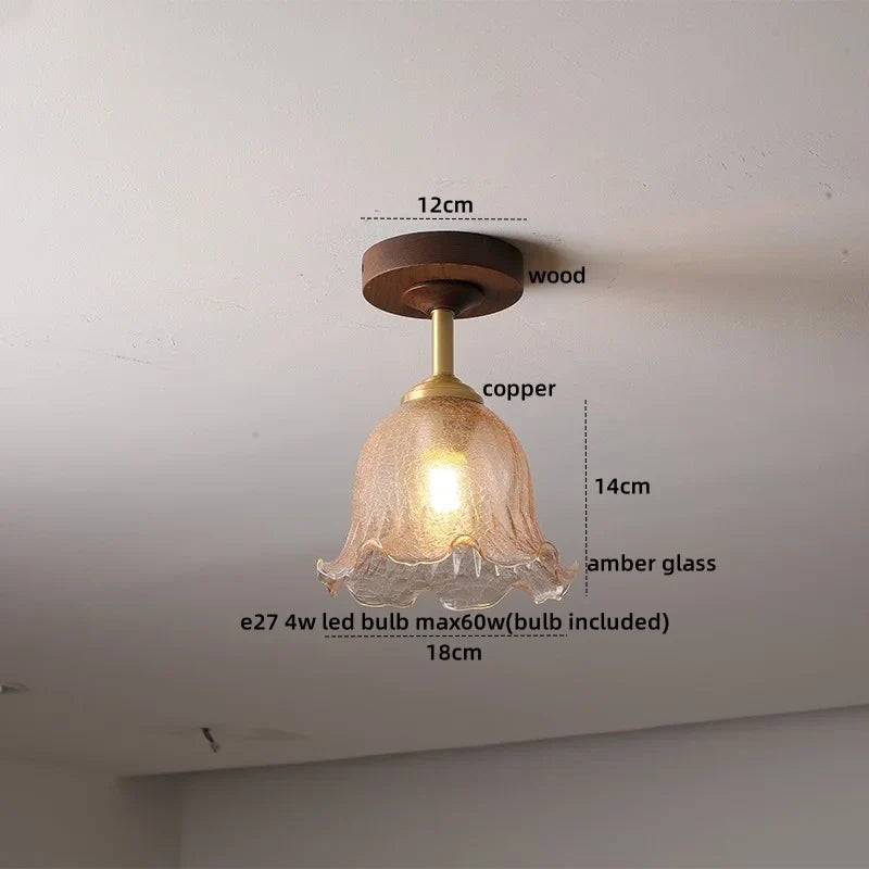 DecorBites™ Glass Wood LED Ceiling Light Nordic Design for Living Room & Corridor
