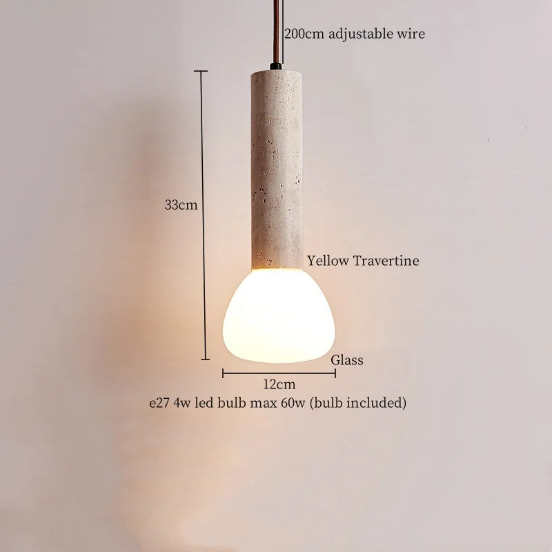 DecorBites™ Creative Stone LED Pendant Light Yellow Travertine Nordic Minimalism Hanging Lamp