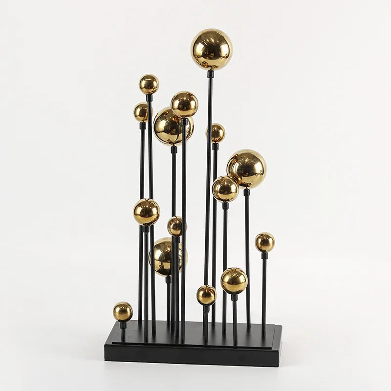 DecorBites™ Geometric Golden Ball Ornaments - Abstract Metal Decorations
