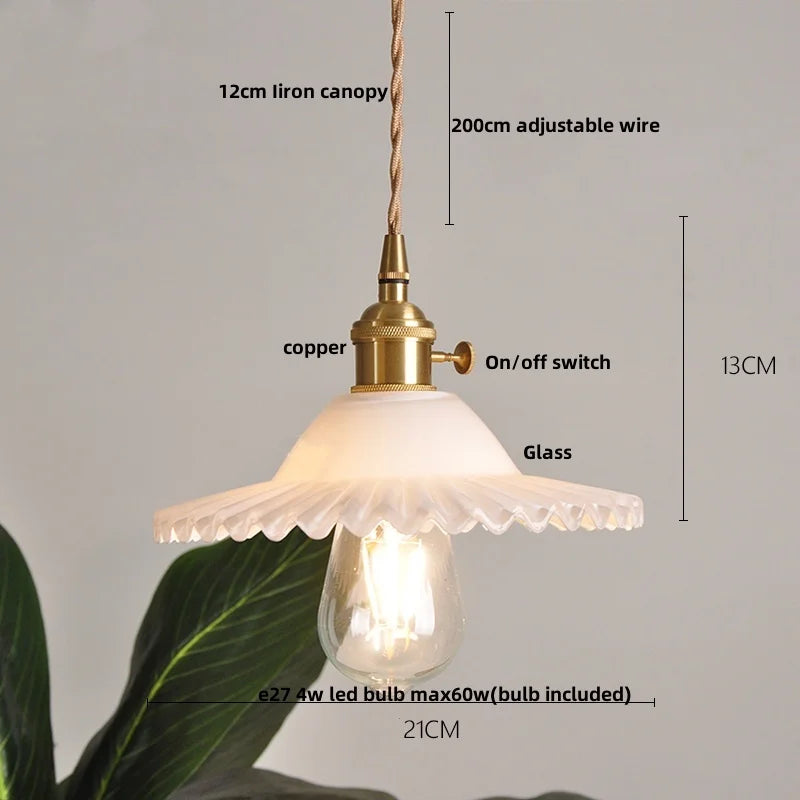 DecorBites™ Green Glass LED Pendant Light: Nordic Modern Hanging Lamp for Bedroom Dining Room