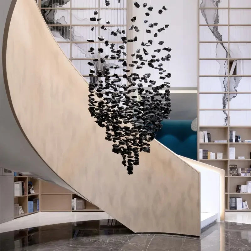 DecorBites™ Crystal Chandelier: Modern Staircase LED Lighting for Hallway & Lobby