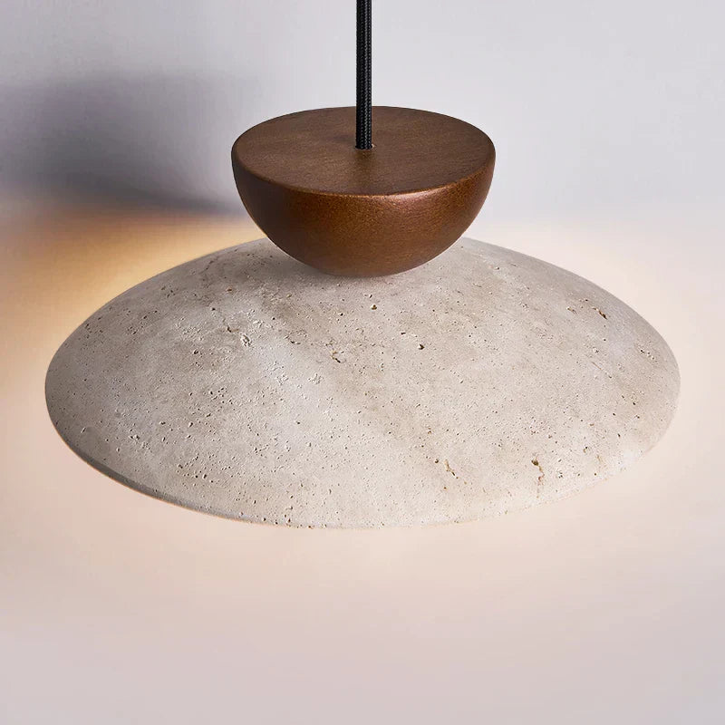 DecorBites™ LED Hanging Pendant Light Mid-Century Modern Yellow Travertine Wood Living Room