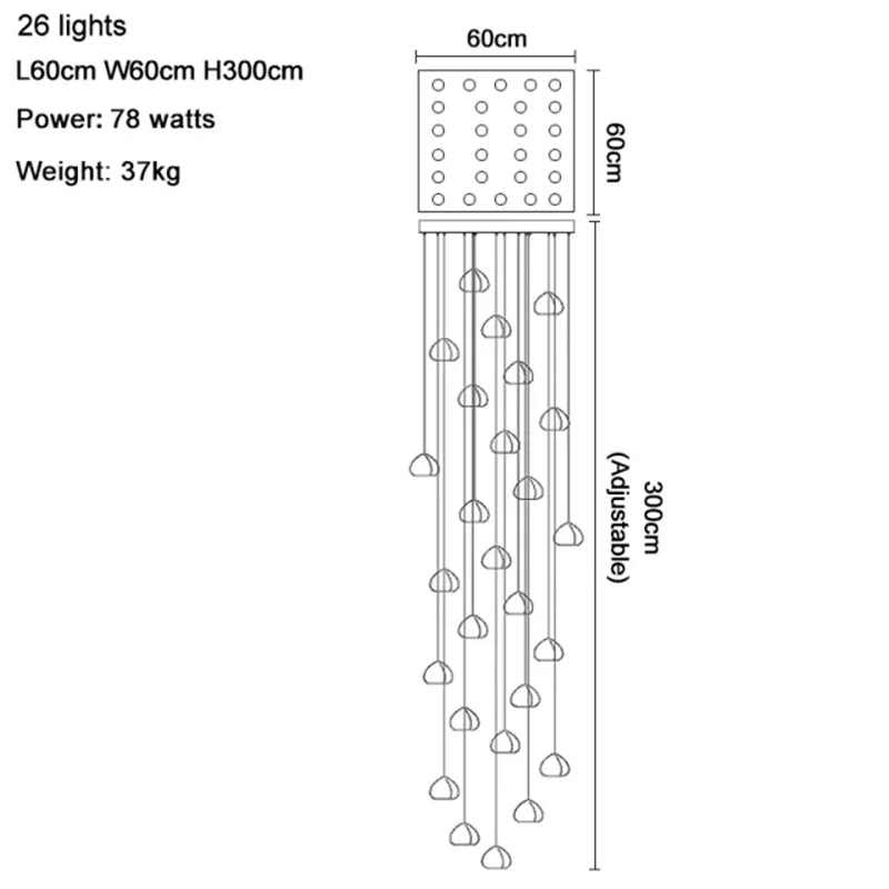DecorBites™ Crystal LED Chandelier Water Droplet Design Luxury Ball Hanging Lamp