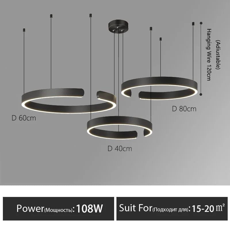 DecorBites™ LED Round Ring Chandelier for Dining Room, Living Room, and Bedroom