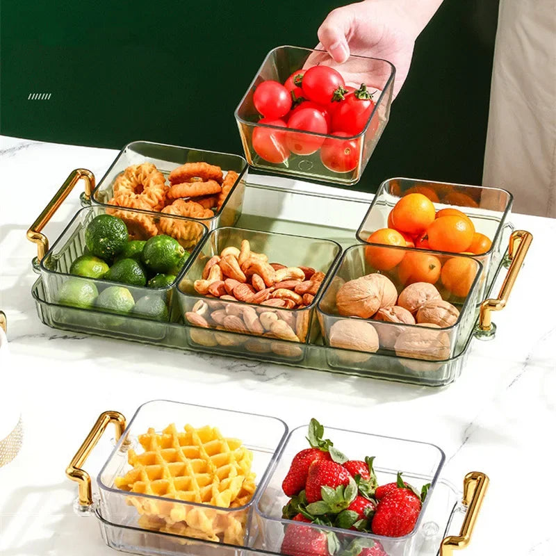 DecorBites™ 6-Grid Divided Fruit Plate Snack Dish Dry Fruit Tray Light Luxury Tray