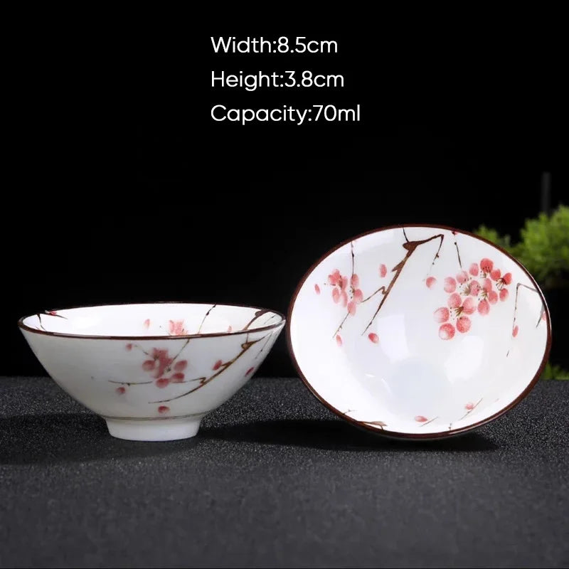 DecorBites™ Blue & White Ceramic Kung Fu Tea Cup - Japanese Style Porcelain Sake Cups