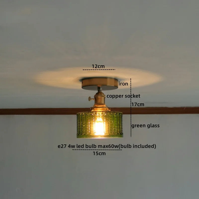 DecorBites™ Amber Glass LED Ceiling Lights Modern Home Lighting Copper Socket