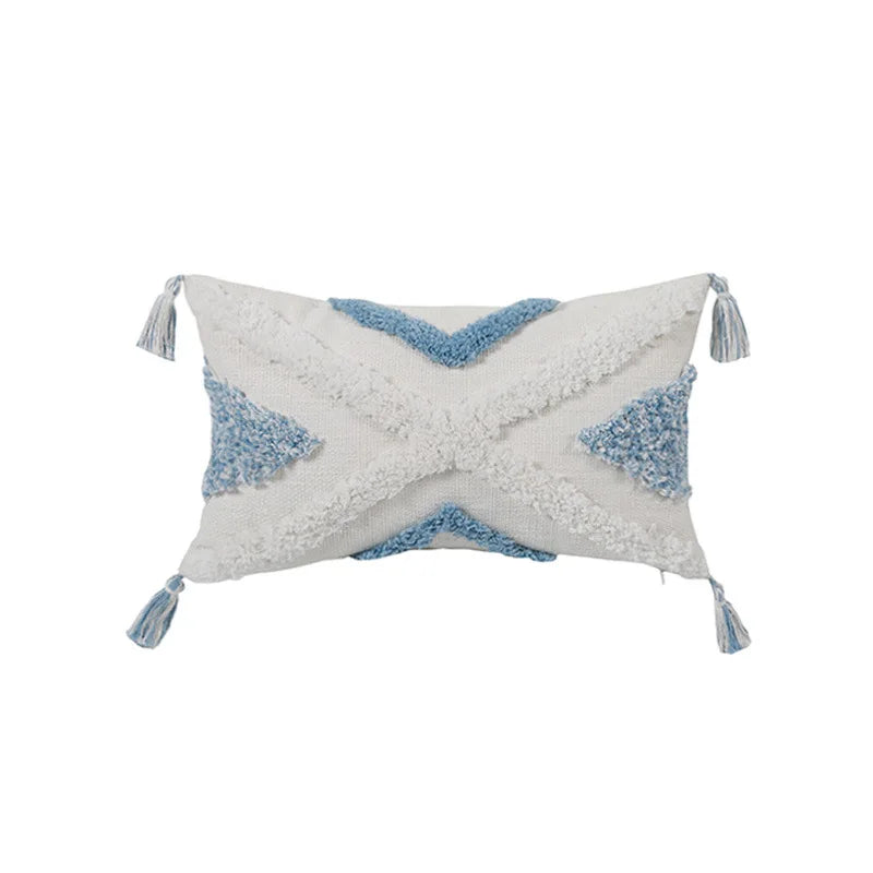 DecorBites™ Blue Geometric Tufted Long Waist Pillowcase Set, 30x100cm