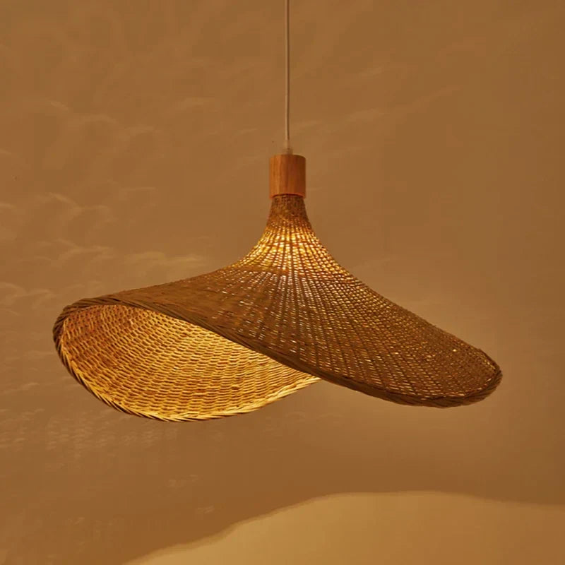 DecorBites™ Bamboo Pendant Chandelier: Handcrafted LED Rattan Hanging Light for Indoor Living Room