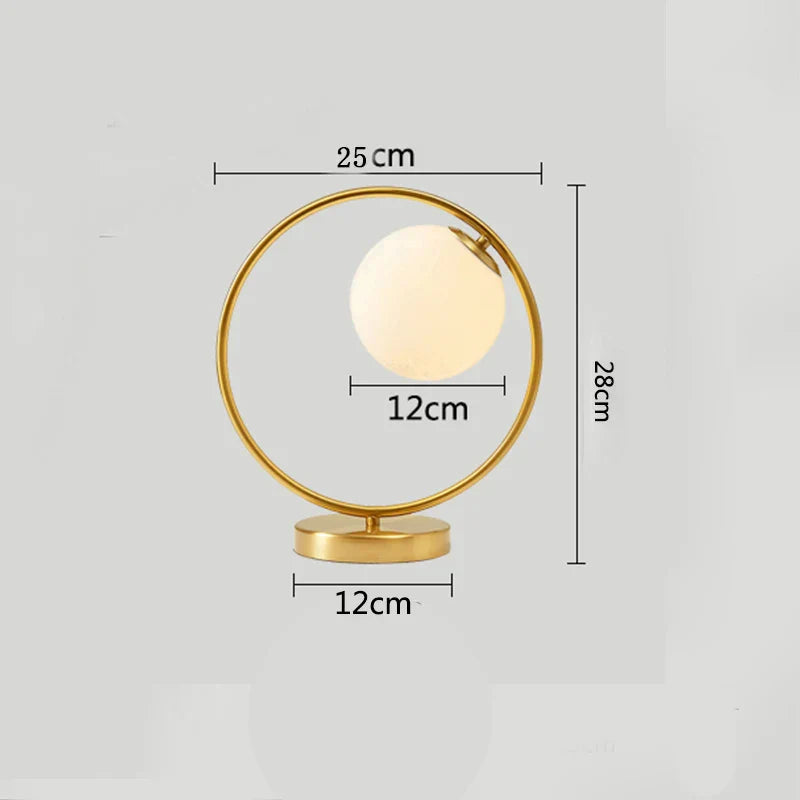 DecorBites™ Brass Glass LED Table Lamp | Modern Bedside Reading Desk Light