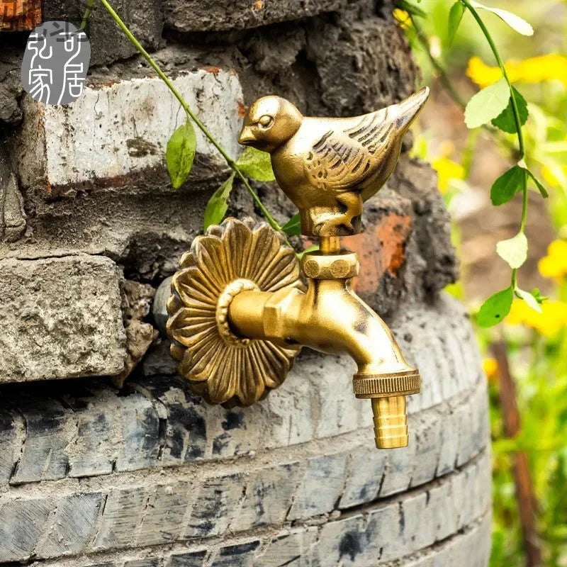 DecorBites™ Antique Brass Wall Mount Garden Faucet for Kindergarden, Animal Design
