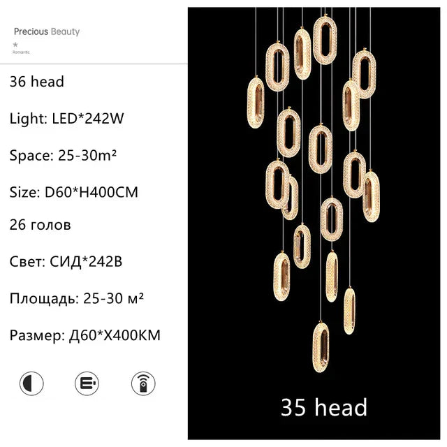 DecorBites™ Gold Lustre Oval Acrylic Chandelier for Dining and Living Spaces